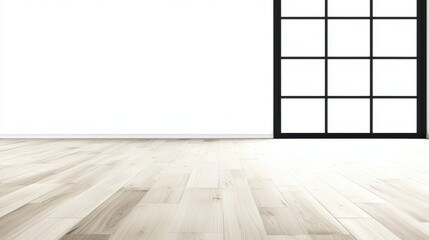 Bright and Spacious Minimalist Room with Wooden Floor and Window