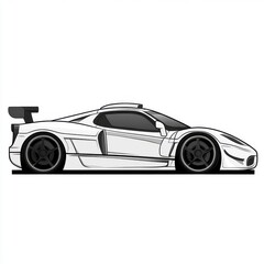 Obraz premium Stylish white sports car illustration showcasing sleek design and aerodynamic features.