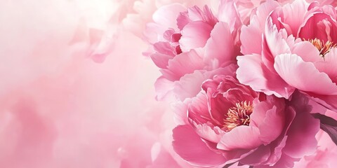 Isolated pink peony flowers, Paeonia, create a stunning visual against a soft pink background. This pink peony captures elegance and beauty in every detail, perfect for various design needs.