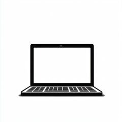 Fototapeta premium Minimalist black laptop illustration on a clean white background, perfect for tech-related designs.