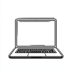 Illustration of a modern laptop with a blank screen, perfect for digital design and technology themes.