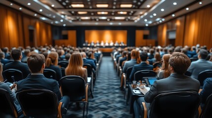 Large conference audience listening to speakers.