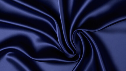 Obraz premium Luxurious, dark blue silk satin fabric with subtle, soft wavy folds that evoke a sense of elegance and sophistication, set against a deep, rich navy blue background that exudes refinement and poise