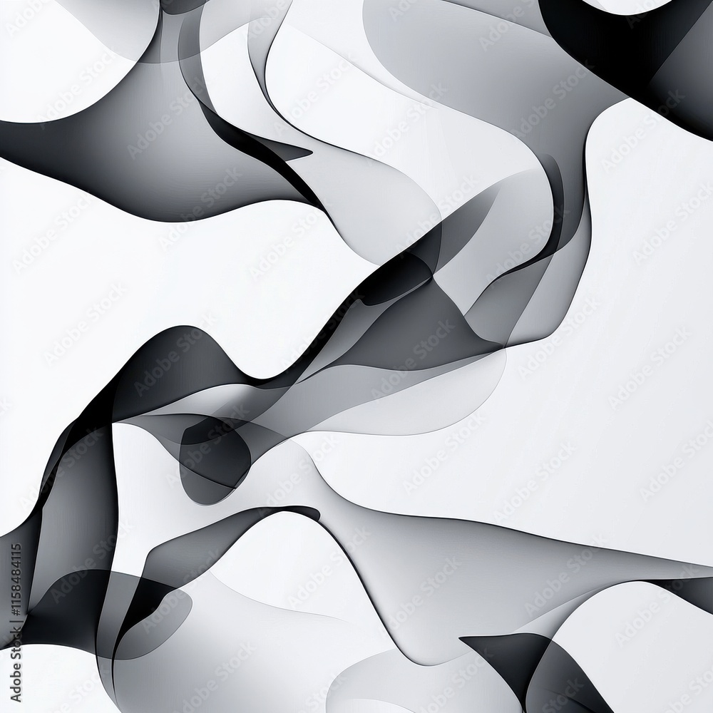 Poster abstract black and white wave patterns create a dynamic and elegant visual flow.