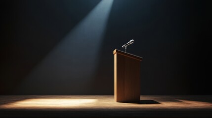Podium Spotlight: A Stage for Voices,  Awaiting a Speaker's Powerful Words