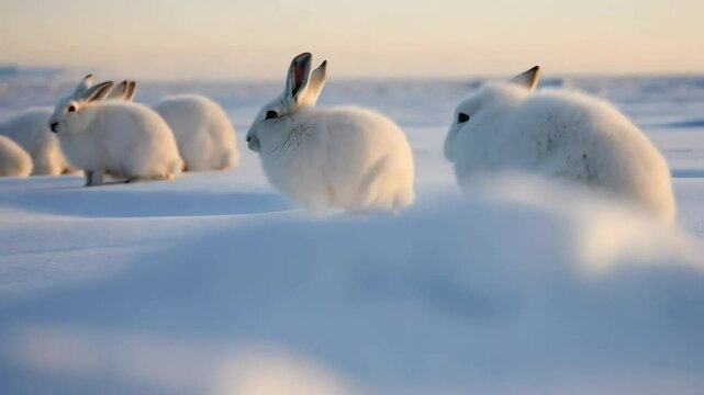 Animals like arctic hares growing coats with the changing seasons, adapting to weather conditions.
