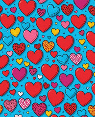 Valentine's Day card design. Illustration with oil paint. Pattern for printing on wall decorations, covers, wallpapers
