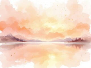 Serene watercolor sunset over a tranquil sea, evoking a sense of peace and calm. Ideal for backgrounds, meditation apps, or calming visuals.