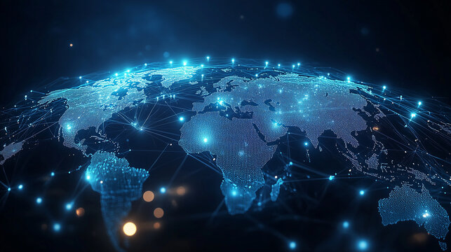 globe interconnected with glowing networks,circuit boards,global technology and digital networks,earth,tellurion,neon gold highlights,futuristic and sleek design