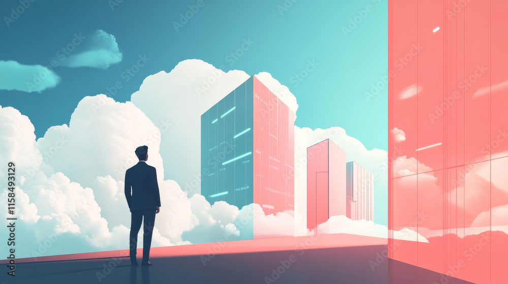 Poster abstract cloud technology with big data and information concept connection by collecting data in the