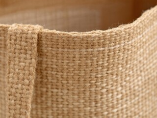 Close up of a rustic burlap sack with a rough texture, creating a natural and organic feel. Perfect for product mockups, backgrounds, or eco-friendly design projects.