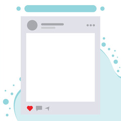 Naklejka premium Twibbon Template with Heart and Comment Icons Over Blue Graphics