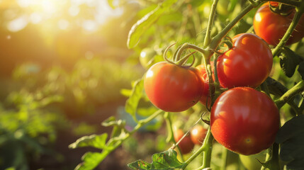 Ripe Tomatoes Glowing in Sunlit Field