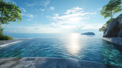 Fototapeta premium Oceanfront Infinity Pool Paradise: Luxury Resort Relaxation