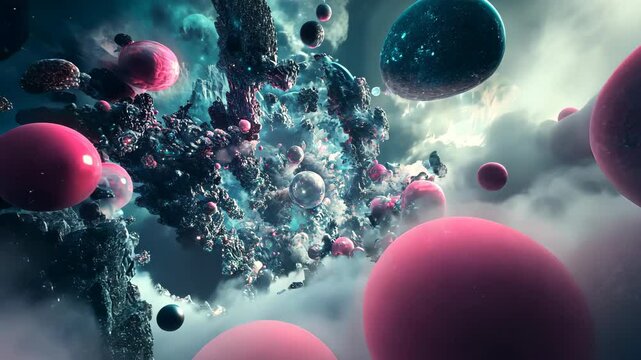 Abstract background, traveling into the deep space surround with swirling galaxies and cosmic energy glowing light wave