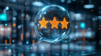 Trust and Quality Rating Stars Over Online Store Interface