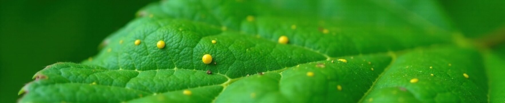 Small yellow spots on leaf surface, tiny insect feeding area, leaf injury, yellow discoloration, insect bites