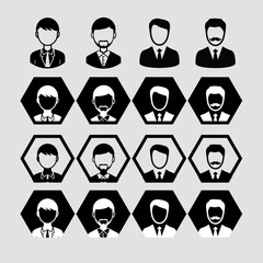 Man young old boy Avatar photo profile picture image icon set collection Vector Silhouettes flat sytle