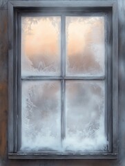 Frozen window frame suitable for cover or background. Capturing the Christmas and new year concept with copy space for text.