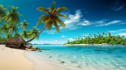 digital tropical island beach sea design graphics poster background