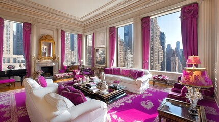 Luxurious Living Room with City View