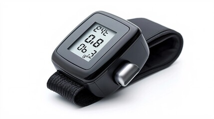 A photostock of a heart rate monitor displaying a healthy pulse on a white background