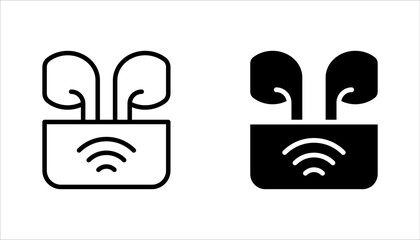 Earphones icon collection. Earbuds icons set. AirPods vector illustration on white background