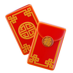 Chinese red envelope 3d render icon