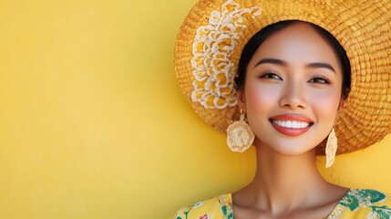 Smiling Filipino Woman in Traditional Baro Saya