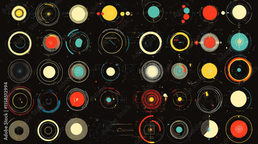 Poster abstract technology circle set use for interface graphic design elements motion modern technological