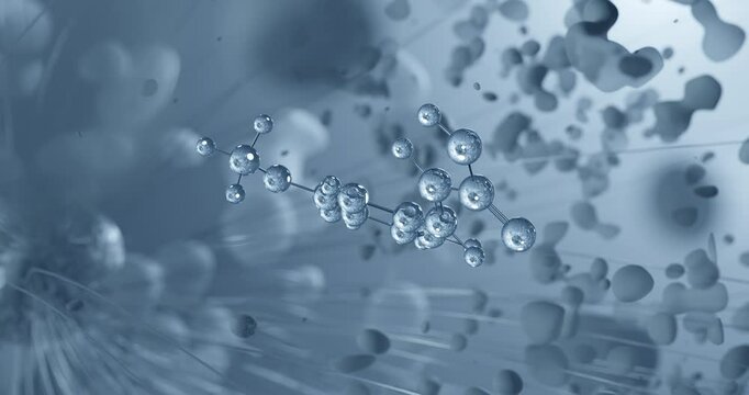 Ferulic acid rotating molecular 3d structure ball-and-stick model, looped video hydroxycinnamic acid