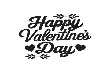 Happy Valentine's Day vector lettering inscription. handwriting Happy Valentine's Day text isolated on a white background.  Happy Valentine's Day typography illustration sticker.