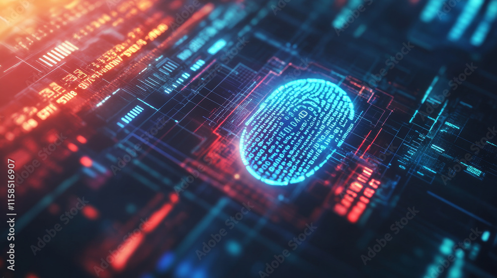 Poster abstract technology ui futuristic concept fingerprint hud interface hologram elements of digital dat