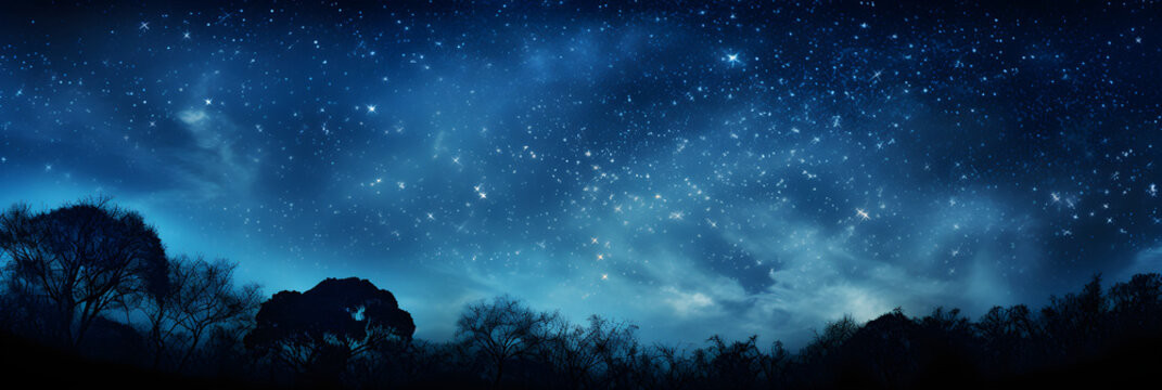 Starry night sky panorama: collision of tranquility and infinite wonder