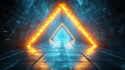 Futuristic Neon Triangle Corridor