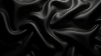 Obraz premium Black background, with soft smooth waves, creating the effect of fluidity and dynamics, silk. Minimalistic style.