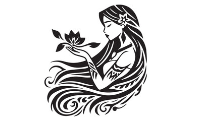 portrait with flowers woman-s body