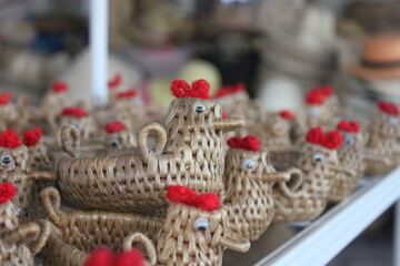 Adorable Wicker Chicken Figurines