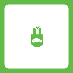 Green electric car icon symbolizing eco-friendly transport and sustainable energy. Perfect for EV, green tech, and renewable energy projects.
