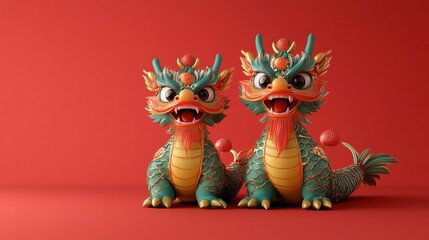Naklejka premium Chinese new year dragon dance parade illustrations vibrant background cultural celebrations in urban streets