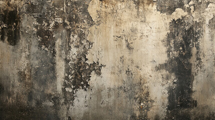 Fototapeta premium Weathered concrete wall with peeling paint and texture revealing its age and history