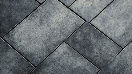 Naklejka premium Dark textured stone pavers arranged in an overlapping pattern on a flat surface