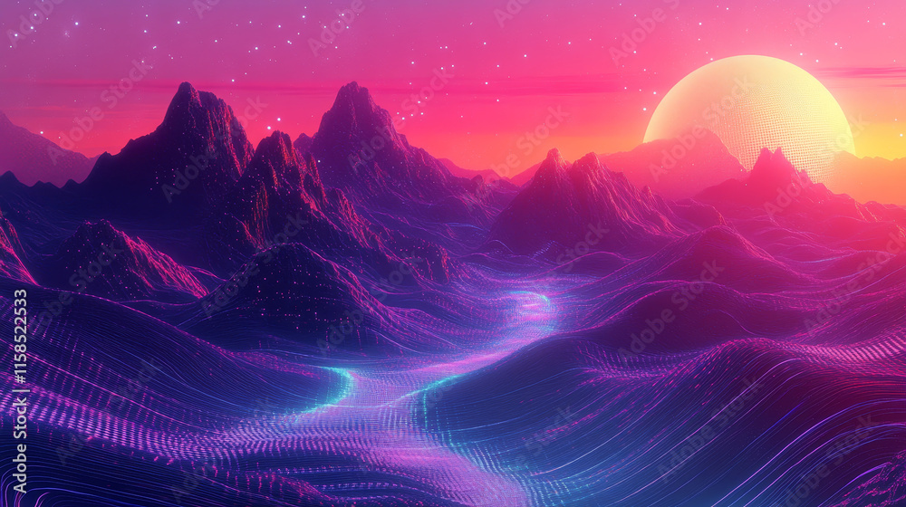 Poster the concept of digital waves, big data fluttering data collection data processing and data analysis 