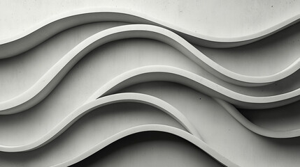 Curved concrete waves create a modern architectural feature in a minimalist setting