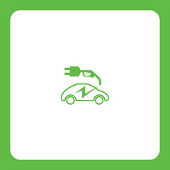 Green electric car icon symbolizing eco-friendly transport and sustainable energy. Perfect for EV, green tech, and renewable energy projects.