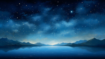 Fototapeta premium Digital dark blue sky nebula abstract graphic poster background