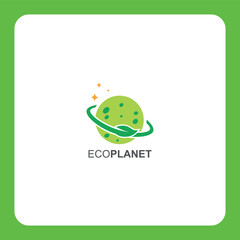 Green planet with leaf logo – perfect for eco, sustainable, and environmentally-focused brands.