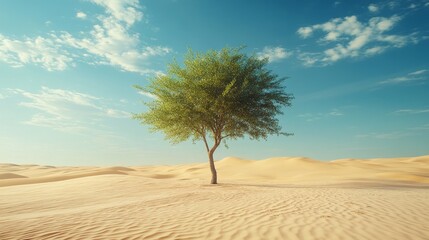 Fototapeta premium Solitary Desert Tree Under a Vast Sky