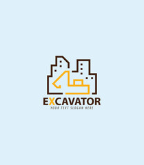 Modern excavator logo, ideal for construction companies, excavation services, or industrial branding. Clean, professional design ready for use.
