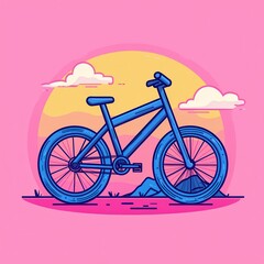 Fototapeta premium Colorful Mountain Bicycle Against a Bright Sunset Background